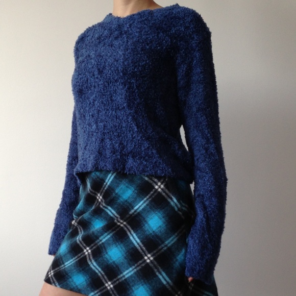 Lolypop - Soft & Fuzzy Dark Blue V-Neck Sweater - Picture 3 of 5